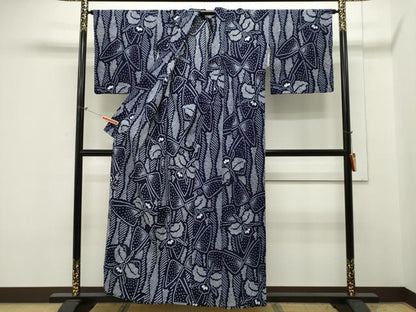 平和屋着物∴夏物 浴衣 有松鳴海絞り 花蝶文 綿 逸品 CAAW5118dy