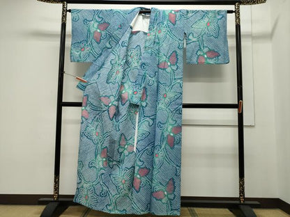平和屋着物∴夏物　浴衣　有松鳴海絞り　舞蝶文　綿　逸品　CAAW5119dy