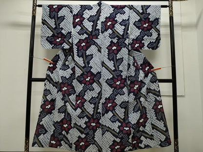平和屋着物∴夏物 浴衣 有松鳴海絞り 枝花文 綿 逸品 CAAW5128dy