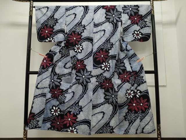 平和屋着物∴夏物 浴衣 有松鳴海絞り 流水舞花文 綿 逸品 CAAW5130dy