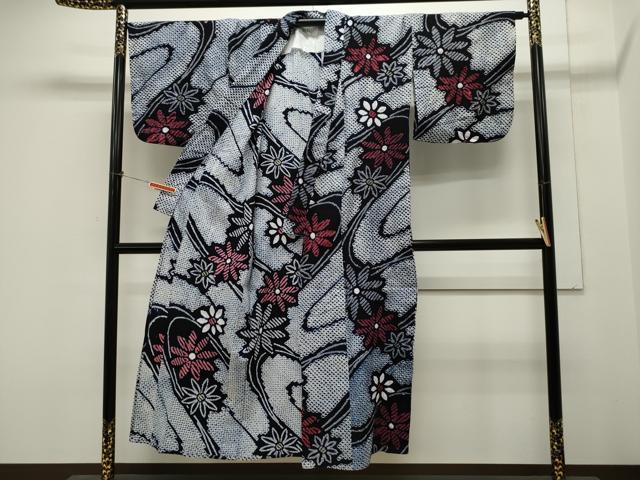 平和屋着物∴夏物 浴衣 有松鳴海絞り 流水舞花文 綿 逸品 CAAW5130dy