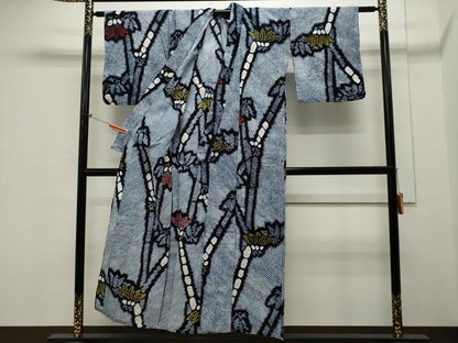平和屋着物∴夏物 浴衣 有松鳴海絞り 笹竹文 綿 逸品 未使用 CAAW5132dy