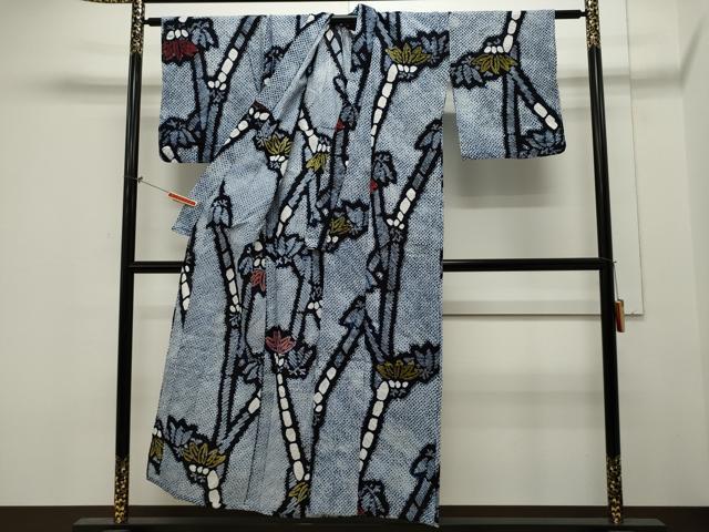 平和屋着物∴夏物 浴衣 有松鳴海絞り 笹竹文 綿 逸品 未使用 CAAW5132dy