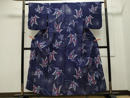 平和屋着物∴夏物 浴衣 有松鳴海絞り 舞蝶文 綿 逸品 CAAW5134dy