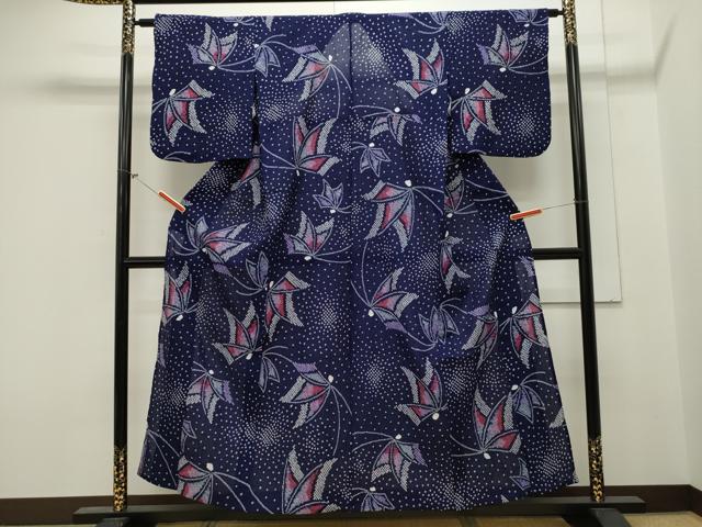 平和屋着物∴夏物 浴衣 有松鳴海絞り 舞蝶文 綿 逸品 CAAW5134dy