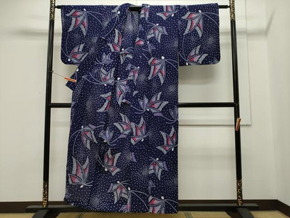 平和屋着物∴夏物 浴衣 有松鳴海絞り 舞蝶文 綿 逸品 CAAW5134dy