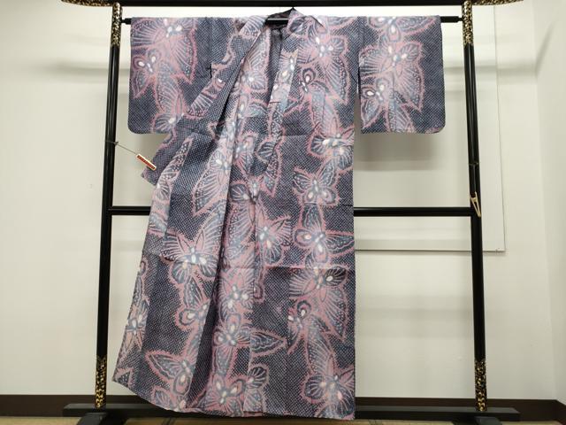 平和屋着物∴夏物 浴衣 有松鳴海絞り 舞蝶文 綿 逸品 CAAW5135dy