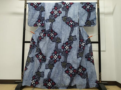 平和屋着物∴夏物 浴衣 有松鳴海絞り 草花文 綿 逸品 未使用 CAAW5136dy