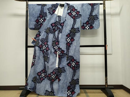 平和屋着物∴夏物 浴衣 有松鳴海絞り 草花文 綿 逸品 未使用 CAAW5136dy