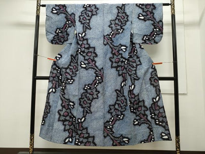 平和屋着物∴夏物 浴衣 有松鳴海絞り 枝花文 綿 逸品 CAAW5137dy
