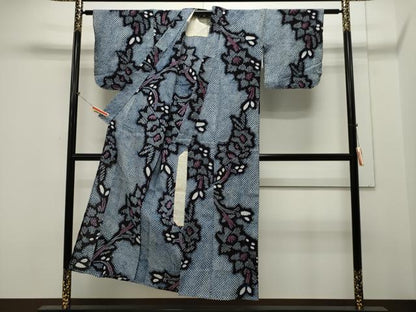 平和屋着物∴夏物 浴衣 有松鳴海絞り 枝花文 綿 逸品 CAAW5137dy