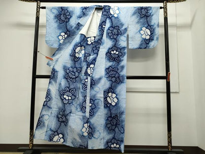 平和屋着物∴夏物 浴衣 有松鳴海絞り 草花文 綿 逸品 CAAW5139dy