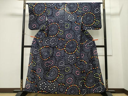 平和屋着物∴夏物 浴衣 有松鳴海絞り 花尽し文 綿 逸品 CAAW5140dy
