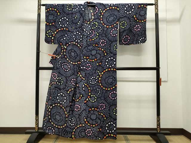 平和屋着物∴夏物 浴衣 有松鳴海絞り 花尽し文 綿 逸品 CAAW5140dy