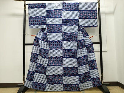 平和屋着物∴夏物 浴衣 有松鳴海絞り 横段麻の葉文様 綿 逸品 CAAW5141dy