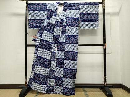 平和屋着物∴夏物 浴衣 有松鳴海絞り 横段麻の葉文様 綿 逸品 CAAW5141dy