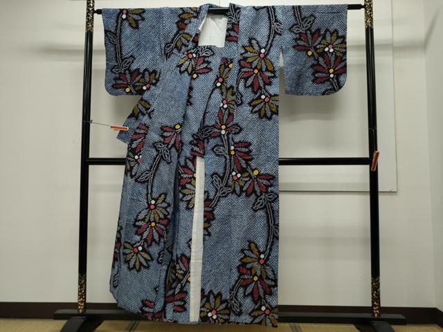 平和屋着物∴夏物 浴衣 有松鳴海絞り 草花文 綿 逸品 CAAW5143dy