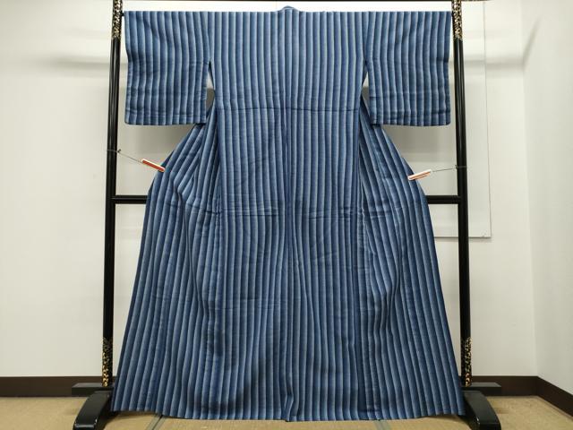 平和屋着物∴夏物　阿波しじら織　浴衣　縞　綿　逸品　CAAW5144dy