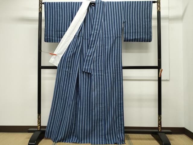 平和屋着物∴夏物　阿波しじら織　浴衣　縞　綿　逸品　CAAW5144dy