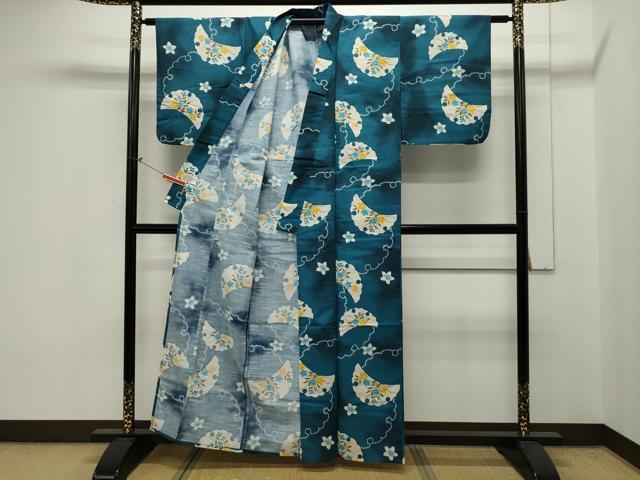 平和屋着物∴夏物 綿紅梅 浴衣 雪輪花文 綿 逸品 CAAW5145dy