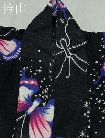 平和屋着物∴夏物 綿紅梅 浴衣 舞蝶文 黒地 銀彩 綿 逸品 CAAW5148dy