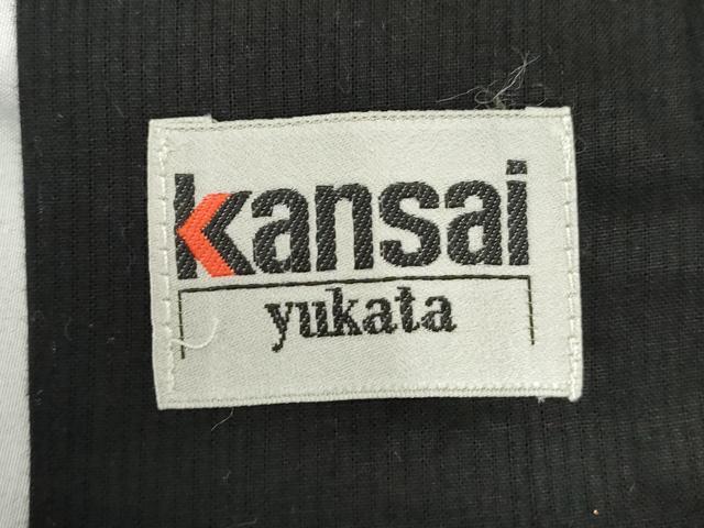 平和屋着物∴夏物 世界的ファッションデザイナー 山本寛斎 kansaiブランド 浴衣 草花文 黒地 銀彩 綿 逸品 CAAW5149dy