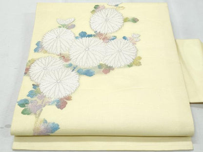 平和屋着物＊夏物 九寸名古屋帯 菊 金銀糸 正絹 逸品 CAAW5242fb