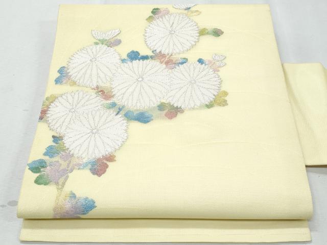 平和屋着物＊夏物 九寸名古屋帯 菊 金銀糸 正絹 逸品 CAAW5242fb