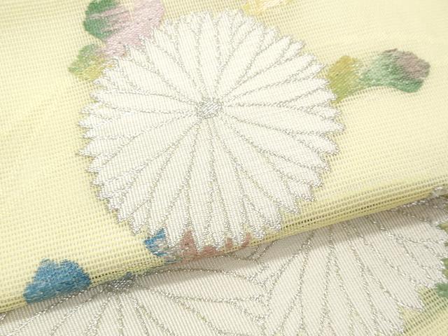 平和屋着物＊夏物 九寸名古屋帯 菊 金銀糸 正絹 逸品 CAAW5242fb