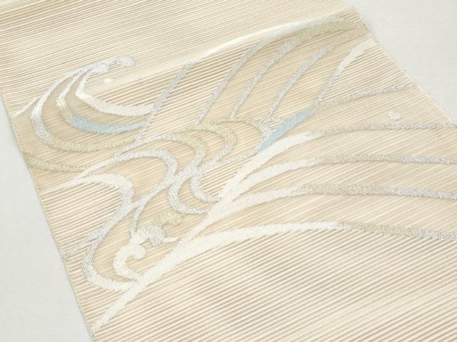 平和屋着物＊夏物　八寸名古屋帯　絽綴れ　立波文　金銀糸　正絹　逸品　CAAW5466fb