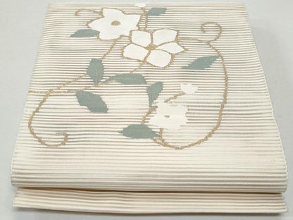平和屋着物＊夏物　八寸名古屋帯　絽綴れ　枝花唐草文　金糸　正絹　逸品　CAAW5469fb