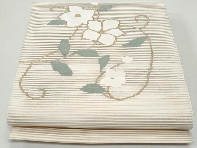 平和屋着物＊夏物　八寸名古屋帯　絽綴れ　枝花唐草文　金糸　正絹　逸品　CAAW5469fb