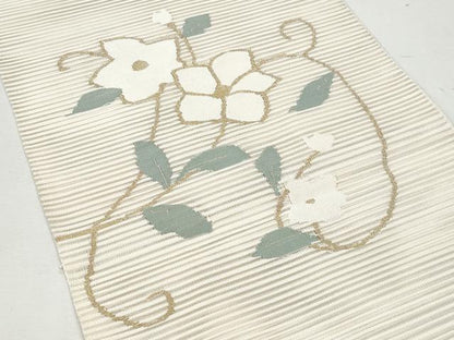 平和屋着物＊夏物　八寸名古屋帯　絽綴れ　枝花唐草文　金糸　正絹　逸品　CAAW5469fb
