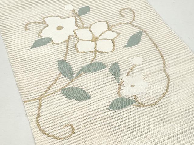 平和屋着物＊夏物　八寸名古屋帯　絽綴れ　枝花唐草文　金糸　正絹　逸品　CAAW5469fb