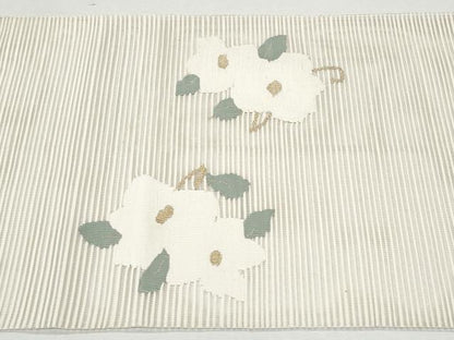 平和屋着物＊夏物　八寸名古屋帯　絽綴れ　枝花唐草文　金糸　正絹　逸品　CAAW5469fb