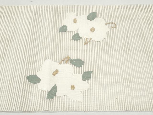 平和屋着物＊夏物　八寸名古屋帯　絽綴れ　枝花唐草文　金糸　正絹　逸品　CAAW5469fb