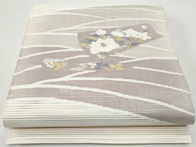 平和屋着物＊夏物 八寸名古屋帯 絽綴れ 枝花文 金銀糸 正絹 逸品 CAAW5475fb