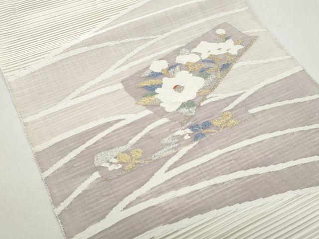 平和屋着物＊夏物 八寸名古屋帯 絽綴れ 枝花文 金銀糸 正絹 逸品 CAAW5475fb