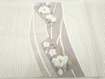平和屋着物＊夏物 八寸名古屋帯 絽綴れ 枝花文 金銀糸 正絹 逸品 CAAW5475fb
