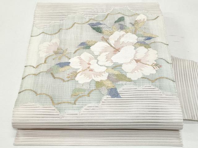 平和屋着物＊夏物 八寸名古屋帯 絽綴れ 枝花文 金銀糸 正絹 逸品 CAAW5476fb