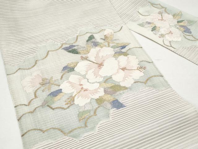 平和屋着物＊夏物 八寸名古屋帯 絽綴れ 枝花文 金銀糸 正絹 逸品 CAAW5476fb