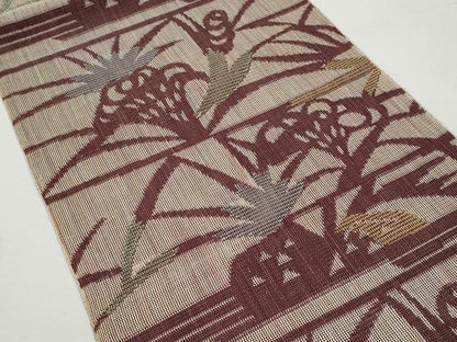 平和屋着物＊夏物 八寸名古屋帯 草木文 正絹 逸品 CAAW5478fb