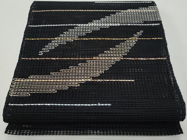 平和屋着物＊夏物 八寸名古屋帯 羅 霞吉祥文 黒地 正絹 逸品 CAAW5482fb