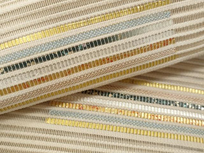 平和屋着物＊夏物　八寸名古屋帯　絽綴れ　横段文　金銀糸　正絹　逸品　CAAW5483fb