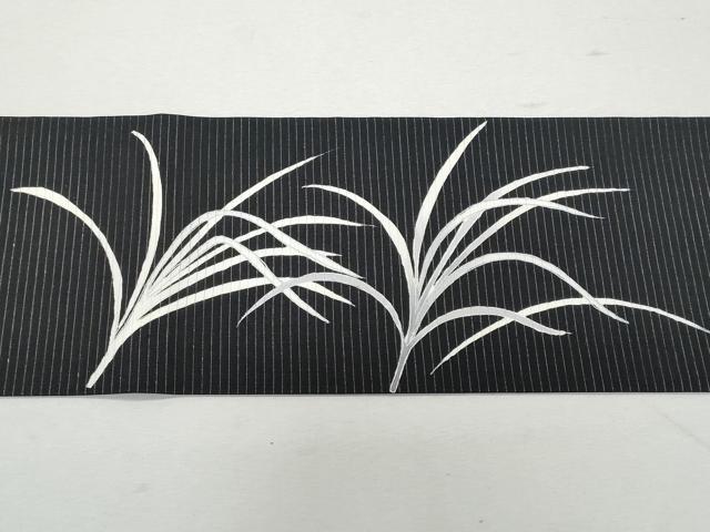 平和屋着物＊夏物 塩瀬 九寸名古屋帯 草木文 黒地 金銀彩 正絹 逸品 CAAW5490fb