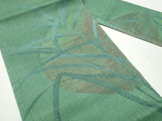 平和屋着物＊夏物 九寸名古屋帯 枝葉文 金糸 正絹 逸品 CAAW5492fb