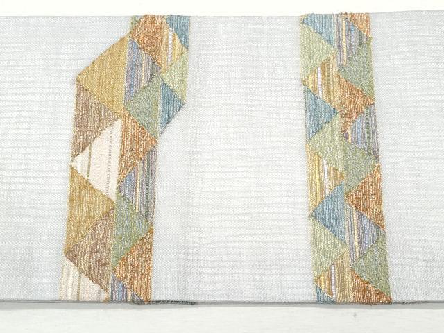 平和屋着物＊夏物 九寸名古屋帯 幾何学文 金銀糸 正絹 逸品 CAAW5493fb