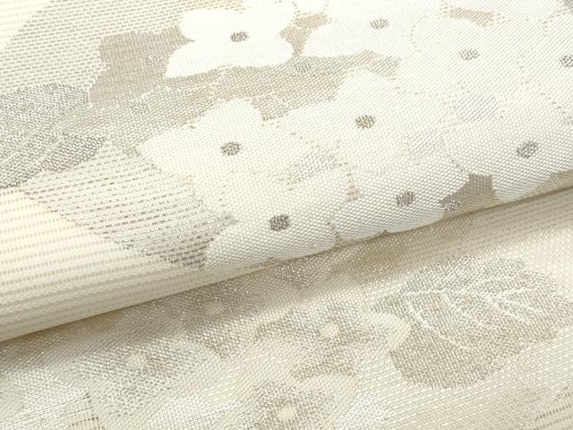 平和屋着物＊夏物 九寸名古屋帯 絽綴れ 草花文 銀糸 正絹 逸品 CAAW5494fb