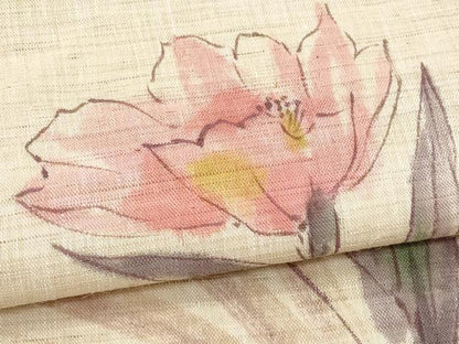 平和屋着物＊夏物 九寸名古屋帯 作家物 手描き 枝花文 麻 逸品 CAAW5496fb
