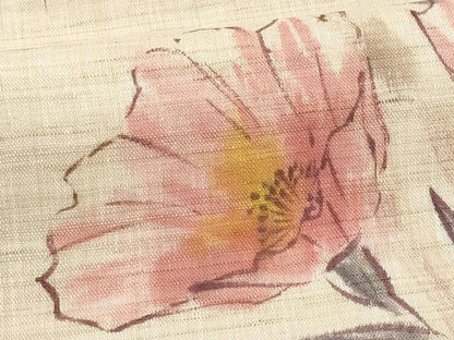 平和屋着物＊夏物 九寸名古屋帯 作家物 手描き 枝花文 麻 逸品 CAAW5496fb